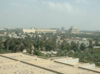 Blick aus dem 9. Stock des Hotels Al Rasheed in Richtung Tigris